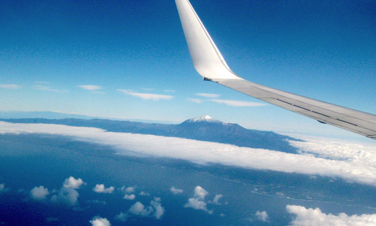 Widok z samolotu na wulkan Mt Teide - Wyspa Teneryfa